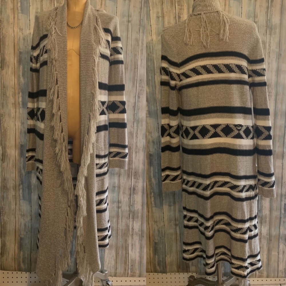 Jack long fringe duster cardigan sz S